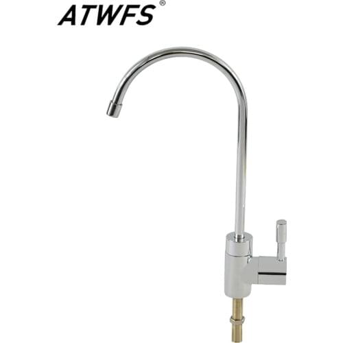 ATWFS Luxury Single-handle 1/4'' Faucet 1/4'' Hose Quick Connect Kitchen Drinking Water Tap Faucet RO Water Filter Parts
