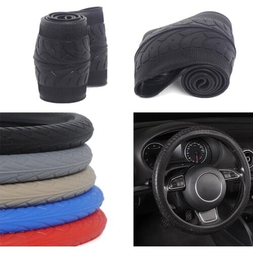 AUTOYOUTH Car Steering Wheel Covers Tire Style Soft Universal 15 Inch Fit Anti-Slip Black Red Beige Blue Gray microfiber leather