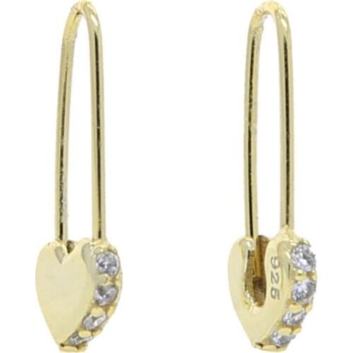 Heart Shaped Safety Pin 925 Sterling Silver Minimal Delicate Girl Fashion Jewelry