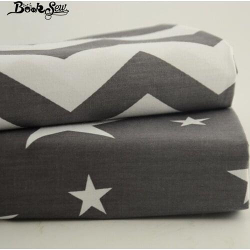 Booksew Cotton Fabric Wave and Star Pattern 2PCS 50cmx160cm Two Different Color Fat Quarter Kids Quilting Patchwork Handmade