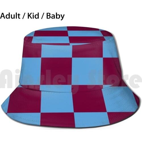 Burnley Claret And Blue Checkered Fan Flag Bucket Hat Adult kid baby Beach Sun Hats The Clarets Bburnley Turf Moor