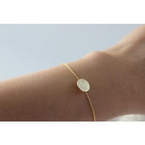 Tiny Open Brushed Round Circle Disk Coin Disc Point Dot Circular Cake Pie Shape Bracelets Women Geometric Charm Chain Jewelry