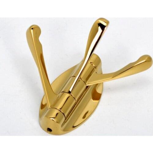 Home Wall Mount 3 Robe Hooks Golden Brushed Bathroom Lavatory Bedroom Clothes Hanger LG999