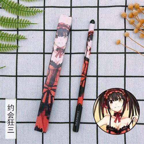 10 pcs Anime DATE A LIVE Gel pen Himekawa Yoshino Hermit Tokisaki Kurumi Nightmare Ballpoint Pen 0.5 Black refill Pens