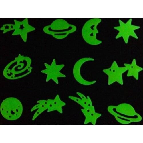 Hot 12PC x Shooting Stars Planet Glow In The Dark Fluorescent PVC Wall Stickers