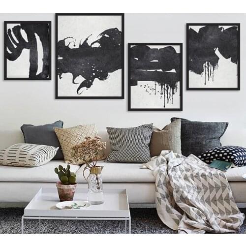 Painting for Interior Modern Room Decor Canvas Wall Art Black and White Abstract Picture On Loft Frameless Poster