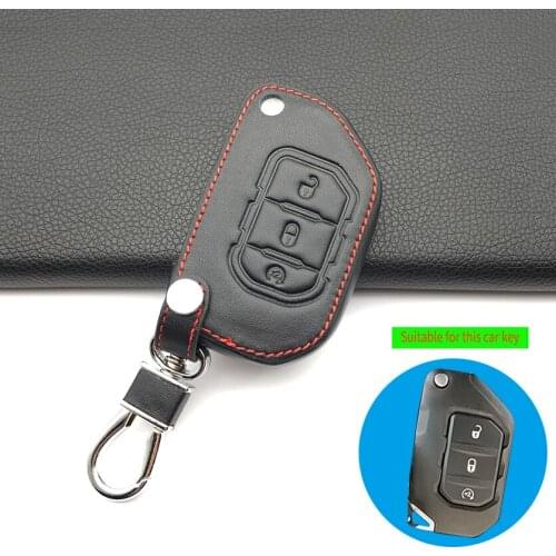 Leather Car Keys Cover Organizer Key Holder Bag Key Case Holder For Jeep Wrangler JL 2018 Car Accessories Interior