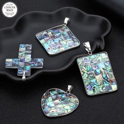 LINSOIR 1pc/lot Hot Selling Multi-Size Natural Mother of Pearl Abalone Shell Pendant for Fashion Jewelry Findings Making F7633