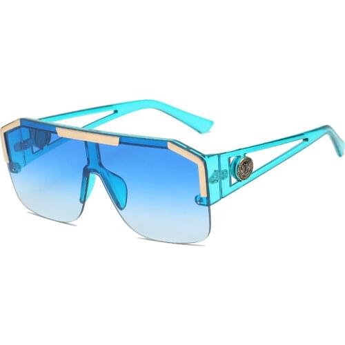 Oversized Goggle Sunglasses for Women 2021 Semi-Rimless Gradient Siamese Lens Sun Glasses Outdoor Driving Windproof Glasses UV