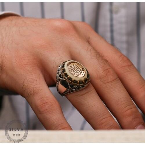 Mashallah) Calligrafic 925 silver mens ring. Mens jewelry stamped with silver stamp 925 All sizes are available