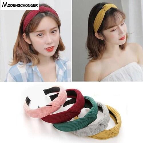 Solid Color Headband For Women Korean Soft Suede Knotted Hairband Spring Handmade Bowknot Hair Bezel Hair Hoop Hair Accessories