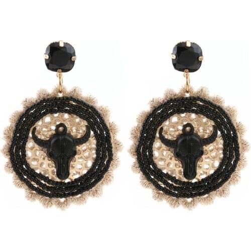 Oorbellen Bull Head Big Earrings for Women Fashion Handmade Beads Earrings Bohemian Dangle Pendant Earrings Jewelry Wholesale