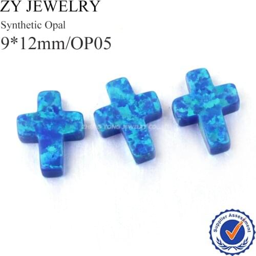 OP05 Synthetic Opal 9x12mm Blue Loose Cross Opal Stone For Jewelry Making