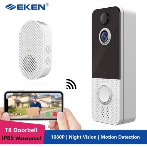 EKEN T8 IP67 WIFI Waterproof Smart Video Doorbell Camera 1080P Visual Intercom Night Vision IP Door Bell PIR Wireless Cam