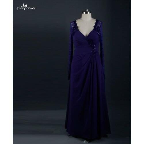 RSE615 Burgundy Long Sleeves Purple Mother Of The Bride Dresses Evening Gowns Mother Groom