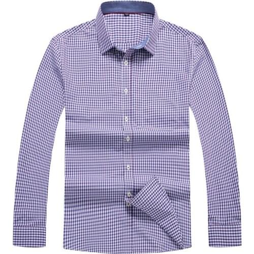 10xl 8xl 6xl Men Casual Long Sleeved Plaid shirt loose Fit Male Social Business Dress Shirt Brand Men Clothing Soft Comfortable