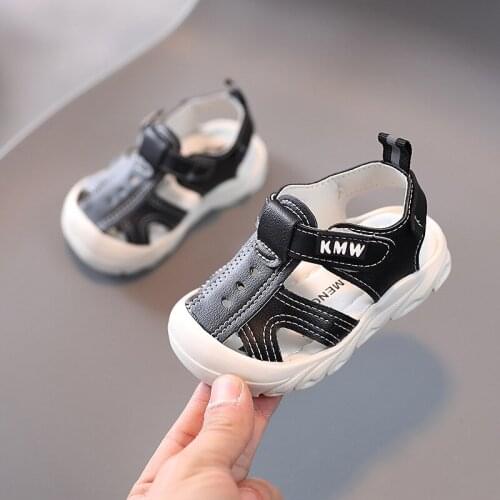 Summer Children Shoes Closed Toe Toddler Boys Sandals Leather Cut-outs Breathable Beach sandalia infantil Kids Sandals