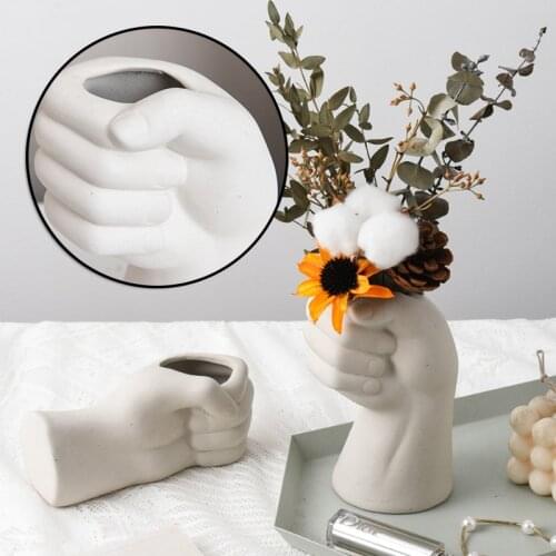 Nordic Hand Shaped Vases Modern Home Office Decor Modern Flower Arrangement Living Room Ornament Ceramics Vase Ornaments Crafts