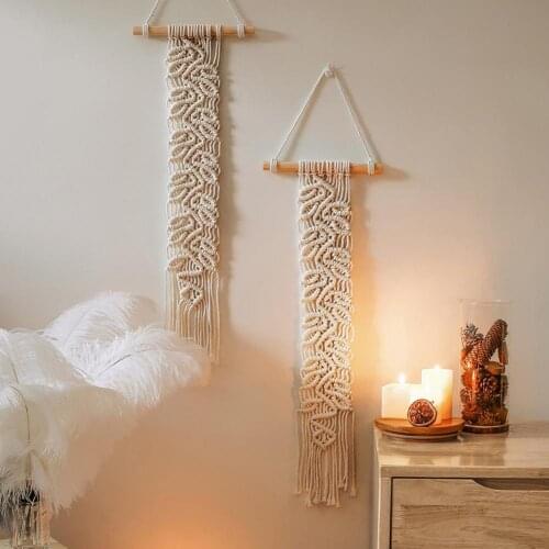 Nordic Macrame Hand Woven Tapestry Boho Wall Hanging Room Decoration Crafts Geometric Art Living Room Home Backdrop Decor