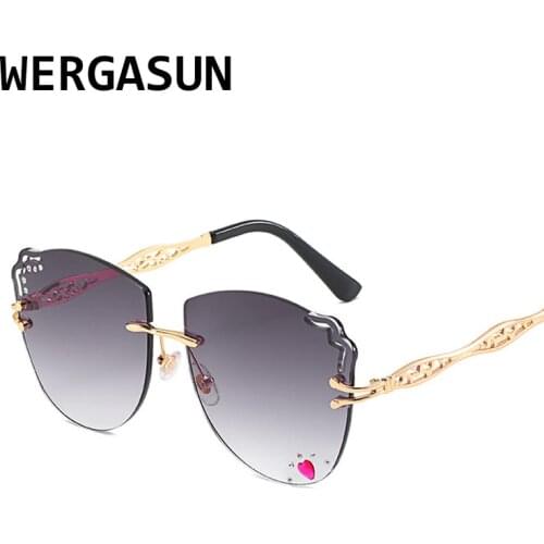 WERGASUN 2020 Rimless Sunglasses Women High Quality Retro Sunglasses Women Designer Glasses Women Luxury Oculos De Sol