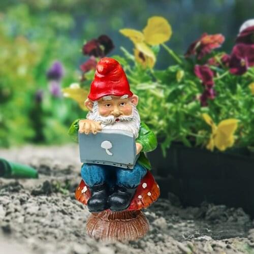 Resin Dwarf Couple Figurines Fishing Statue Pole Dance Girl Crafts Outdoor Fairy Garden Office Gnome Sculpture Micro Ornament