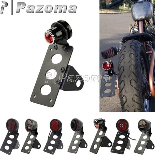 Motorcycle Cafe Racer Side Mount License Plate Bracket Tail Light LED Tail Brake Rear Lamp for Honda Yamaha Suzuki Triumph