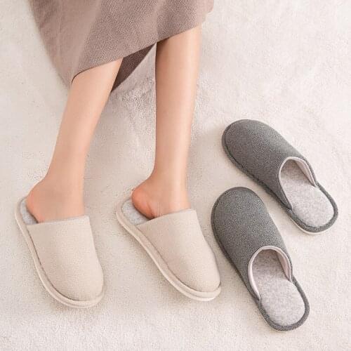 Winter Warm Home Women Cotton Slippers Comfortable Shoes Soft Non-Slip Indoor Bedroom House Slippers Men Lovers Couple Fur Shoes