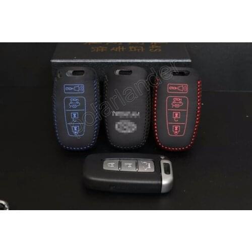 Only Red for HYUDNAI EQUUS car key covers DIY hand sewing car key case car styling Genuine quality leather