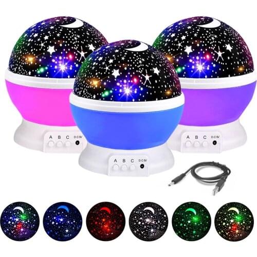 Birthday present LED Rotating Projector Starry Sky Night Lamp Romantic Projection Light Moon Sky Romantic Night Light Novelty