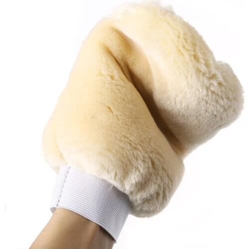 High Quality Synthetic Lambswool Polish Wash Mitt Soft Sheepskin Car Clean Glove 87HE