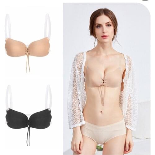 Bra Push Up Bra Backless Magic Bra Fly Bras ABCDEF Cup Silicone Sexy Female Invisible Bra BH with Transparent Straps Big Size