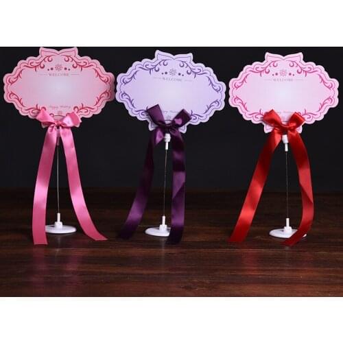 10pcs/lot Colorful Wedding Table Number Cards With Ribbon Table Stand Number Card Memo Clip
