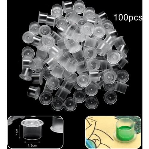 100pc S/M Size Plastic Microblading Disposable Tattoo & Permanent Makeup Pigment Tattoo Ink Caps Cups Tattoo Accessory Machine