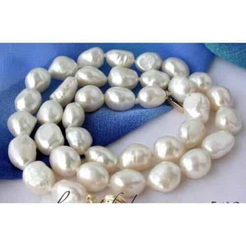 17" 9-12mm white baroque freshwater pearl necklace fine jewelry