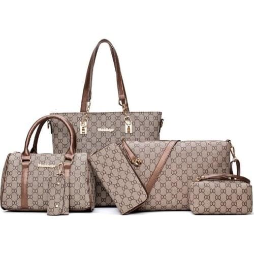 2021 100% high quality brand new Leather Shoulder Bag fashionable womens purse six piece brand large capacity casual wear