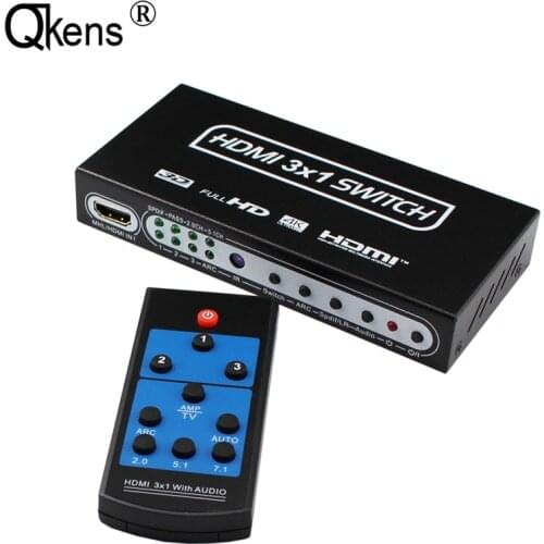 3x1 HDMI Switch Audio Extractor Optical Output 4K 3D 1080P SPDIF Stereo Audio RCA 3 In 1 Out Converter for PS4 DVD PC To HD TV