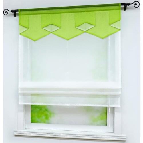 5 Colors Roman Curtain Lozenge Windows Sheer Tulle Drapes Shade Voile Drapery Valance for Kitchen Home Decoration 1PCS