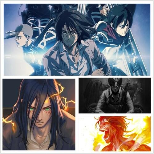 5D DIY Diamond Painting Attack on Titan Posters Anime Cross Stitch Kit Full Drill Embroidery Art of Rhinestones Wall Decor Gift