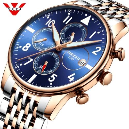 Mens Watches NIBOSI Waterproof Quartz Business Men Watch Top Brand Luxury Clock Casual Military Sport Watch Relogio Masculino