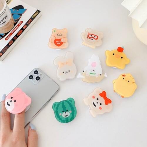 Cartoon Bear Finger Ring Phone Stands Universal Mobile Phone for IPhone Huawei Xiaomi Samsung Holders Grip Expanding Holder