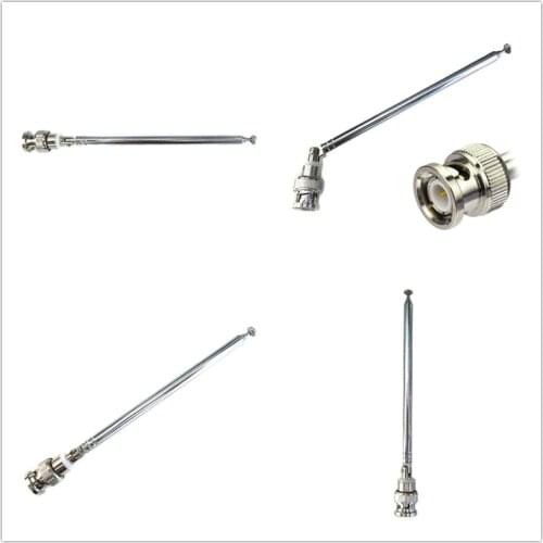 1Pcs Stainless Steel FM Radio Antenna BNC Connector Telescopic Aerial New