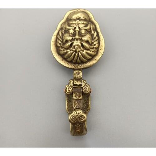 China Collection Brass Sculpture Zhongkui A Deity Supposed To Chase Off Demons Belt Buckle Metal Crafts Home Decoration