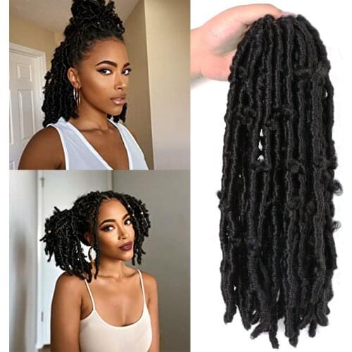 CLong Butterfly Locs Faux Locs Synthetic Crochet Hair Extensions Curly Braiding Hair Pre Stretched 14 Inches 80g Black Braids