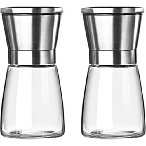 2 PCS Durable Manual Salt and Pepper Grinder Set Stainless Steel Pepper Mills For Kitchen Tool
