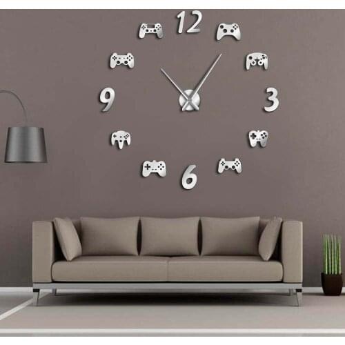 Video Game Controllers DIY Large Wall Clock Game Room Decor Modern Design Freamless Giant Wall Clock Game Boys Room Wall Watch