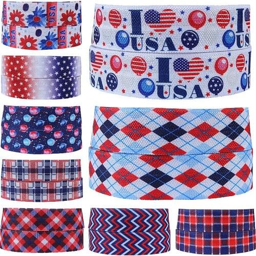 FLRA FOE FLRA RIBBON new july 4th celebration fold over elastic ribbon