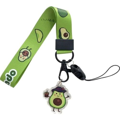 Hot Sales 1 Piece Top Quality Green Fruits Avocado Mobile Phone Strap Fashion Key Chains Lanyard Cute ID Card Badge Holder Strap