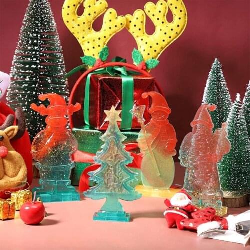 Diy Crystal Epoxy Mold Christmas Setting Table Christmas Tree Snowman Setting Table Decoration Three-dimensional Mold