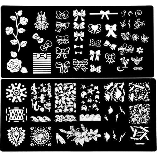 Wholesale Stainless Steel Nail Art Stamping Plate BCN 6*12cm Multi-pattern Nail Polish Template Image Stencils Stamp 200pcs/lot