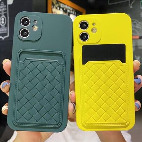Card Bag Silicone Phone Case For iPhone 12 11 Pro Max X XR XS Max 12 Mini 7 8 Plus 12Pro 11 Soft Shockproof Card Slot Back Cover
